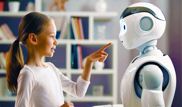 Image of a robot with a child